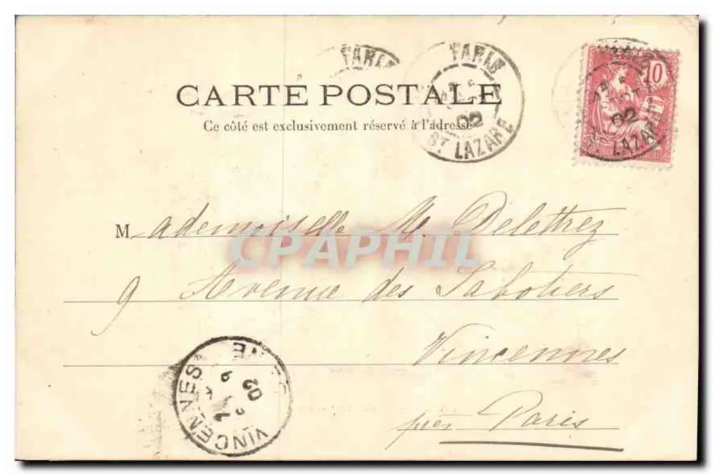 Paris — Hotel de Cluny — editor anônimo, número de série não visível - Verso
