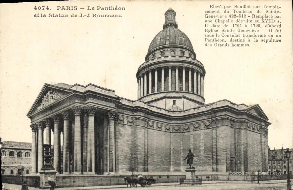 PARIS — Der Panthéon und die Statue von J.-J. Rousseau — Verlag nicht identifiziert, Seriennummer 4074 - Vorderseite