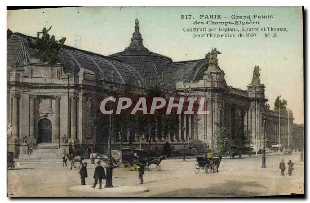 París — Grand Palais de los Campos Elíseos — Construido por Deglanc, Louvet y Thomas, para la Exposición de 1900 - Anverso