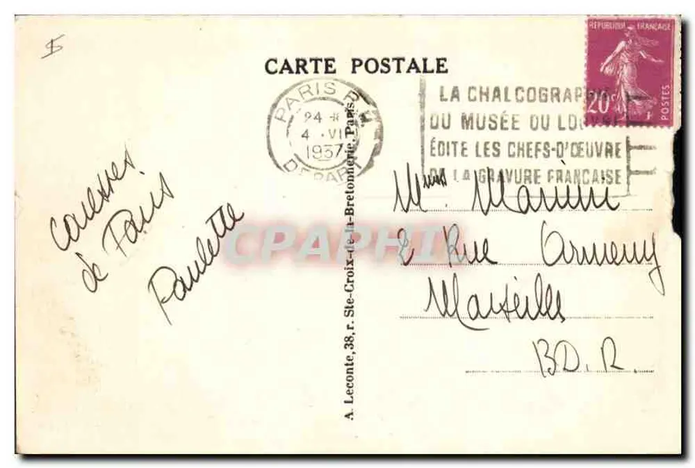 Paris — O Palácio do Luxemburgo — A Chalcografia do Museu dos Chefes-d'Obra - Verso