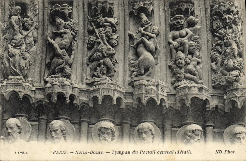 PARIS — Notre-Dame — Tympans des Zentralportals (Detail) — I.I.-B.B. Phot. - Vorderseite