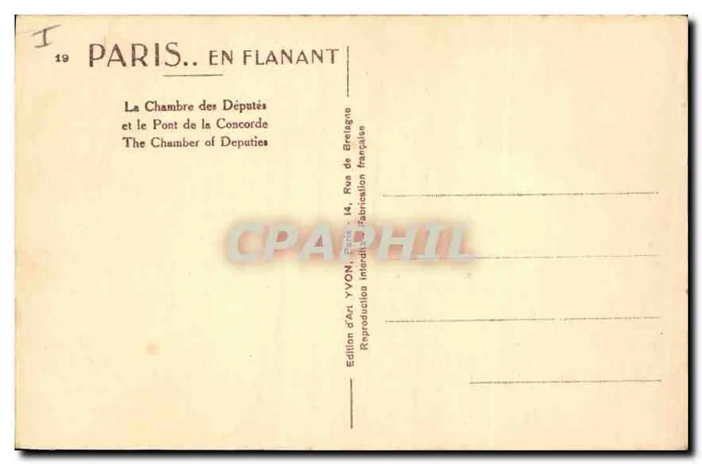 Paris — Das Chamber der Abgeordneten und der Pont de Concorde — Édition d'Art YVON - Rückseite