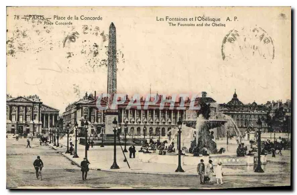Place de la Concorde — Les Fontaines et l'Obélisque — A. P. - Vorderseite