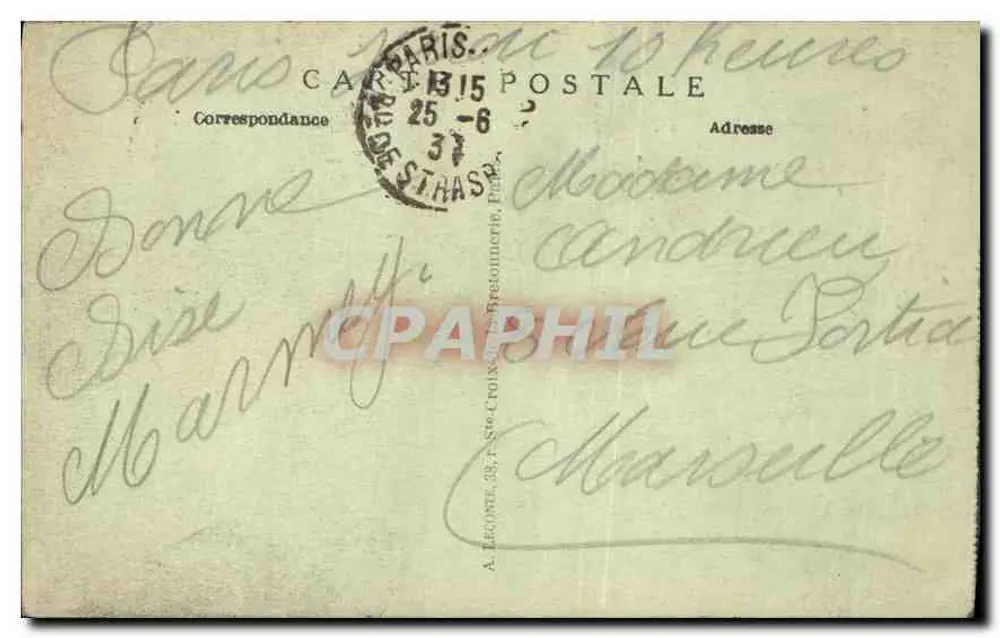 Paris — Les Invalides — A. L. - Verso