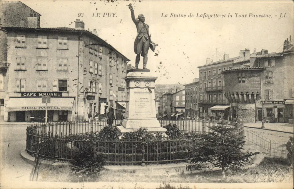 Le Puy — Die Statue von Lafayette und die Turm Panessac — E.L. - Vorderseite