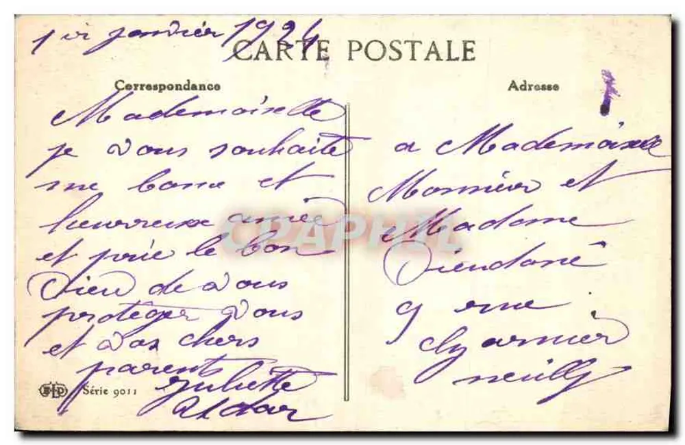 Paisagem invernal — casa nevada com ponte — texto 'Bom Ano' — editor FD, série 9011 - Verso
