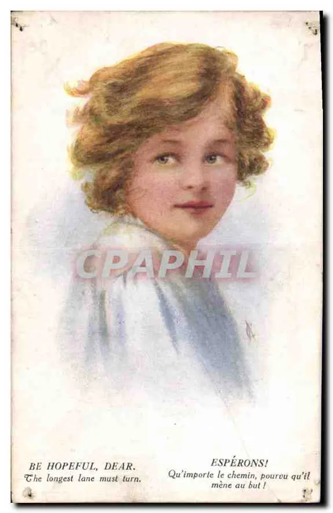 Junge Mädchen — bilingualer Hoffnungstext — British Art Co. Serie Nr. 2073 - Vorderseite