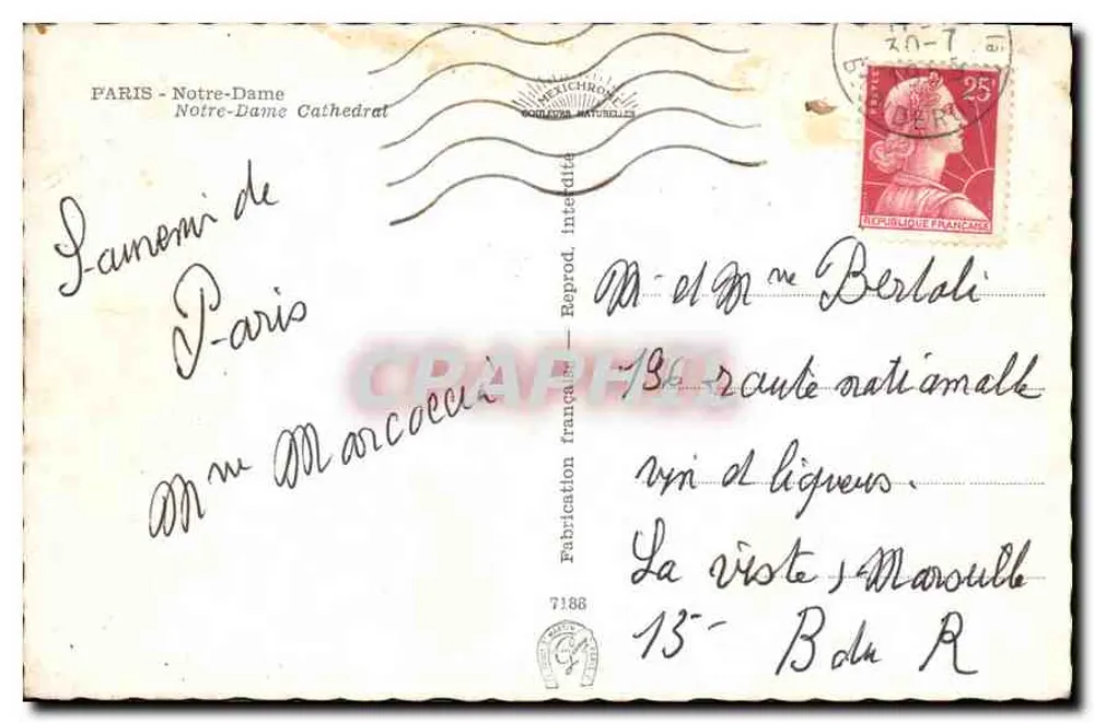 Nossa Senhora de Paris — vista da catedral — Fabricação francesa - Verso