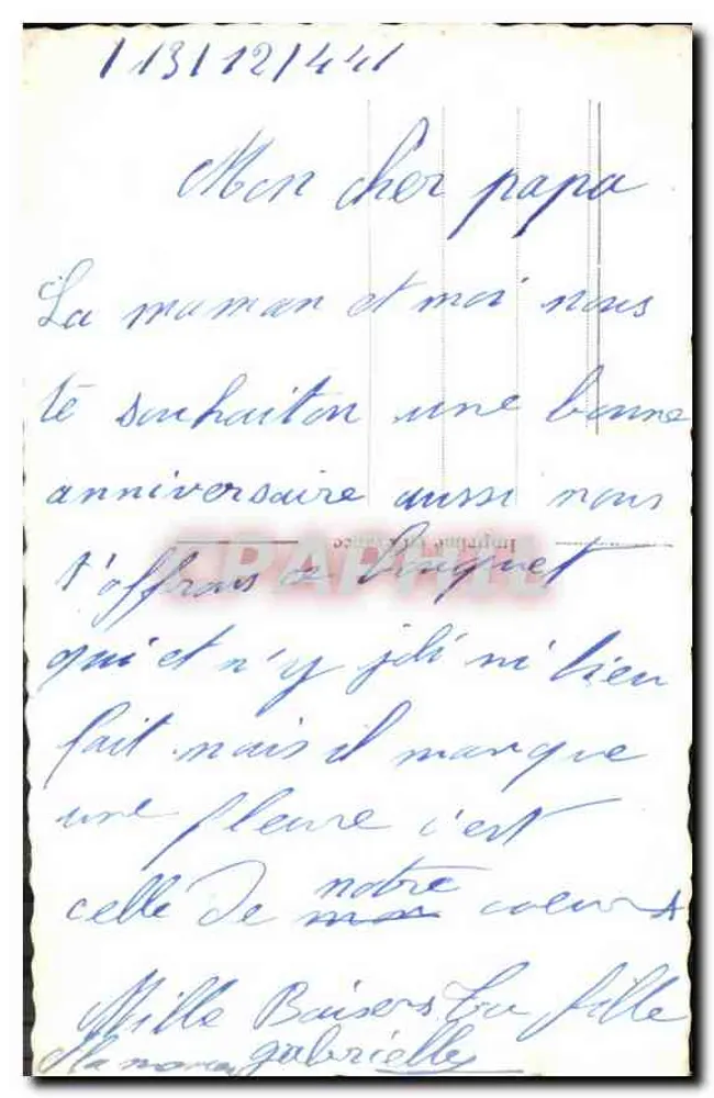 Dziewczyna trzymająca bukiet kwiatów — Szczęśliwego urodzin — JC, nr 577 - Rewers