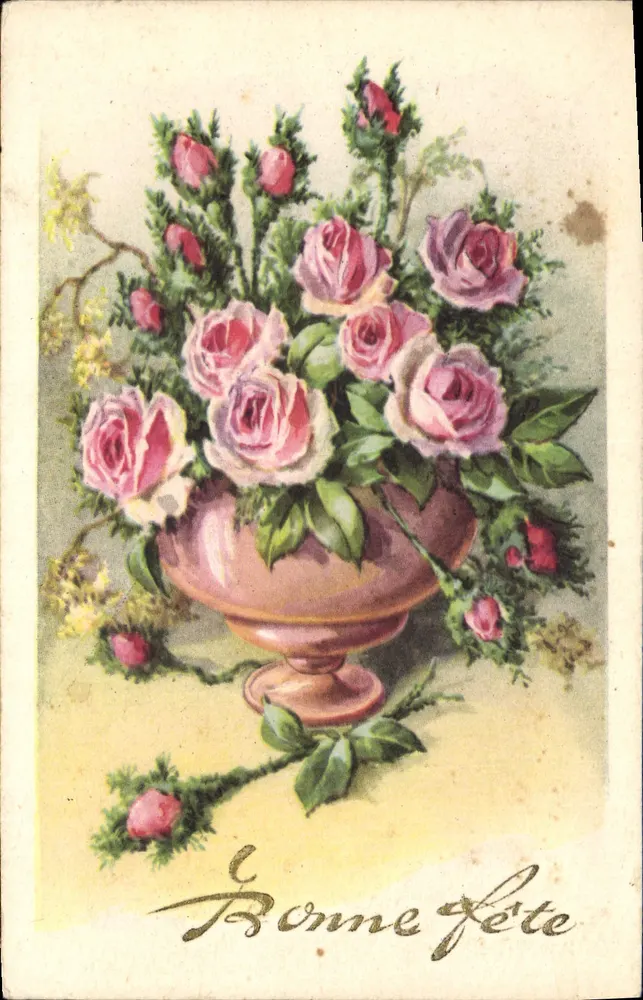 Bouquet van rozen — Gelukkige verjaardag — onbekende uitgever, serie-nummer niet zichtbaar - Voorkant