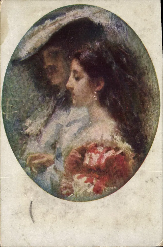 Retrato de mulher — obra de arte — editor desconhecido, número de série não visível - Frente