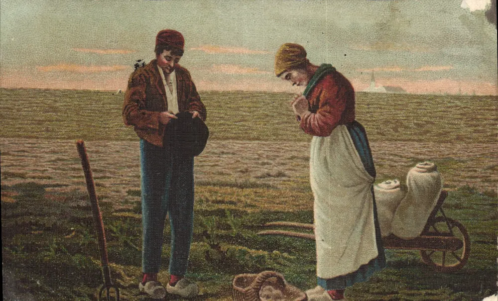 Jovem homem e mulher em um campo — cena de vida rural — editor não visível - Frente