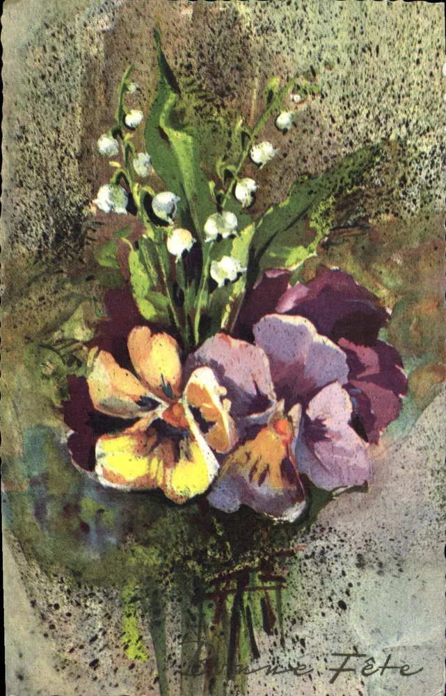 Bouquet van bloemen — lillà en viooltjes — Edities Rhodania, Lyon - Voorkant