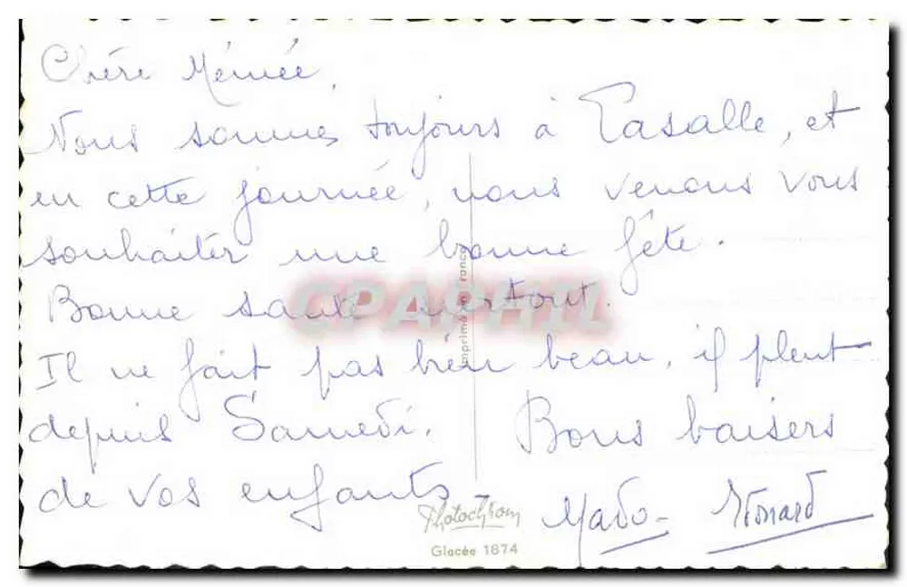 Arranjo de rosas e flores — Feliz aniversário, Mamãe — M. RAINAUD - Verso