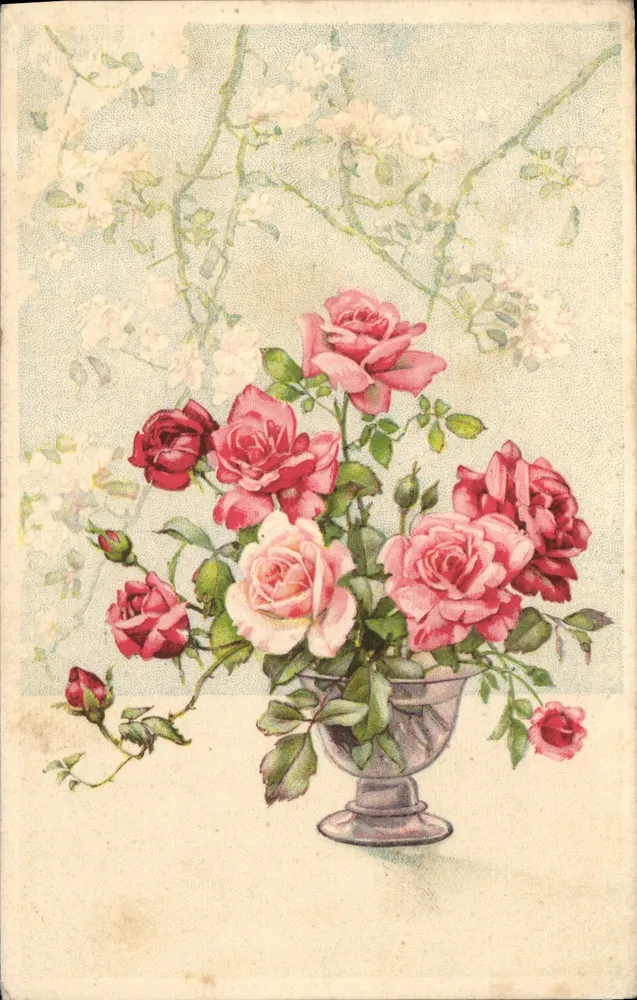 Arranjo de rosas — em um vaso — editor não visível - Frente