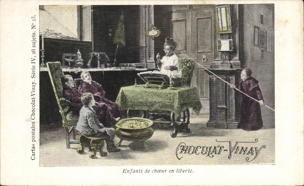 Crianças de coro em liberdade — Chocolat-Vinay, Série IV, N° 23 - Frente