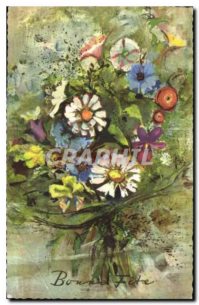 Bouquet van bloemen — Gelukkig verjaardag — Uitgave Rhodania, Lyon - Voorkant