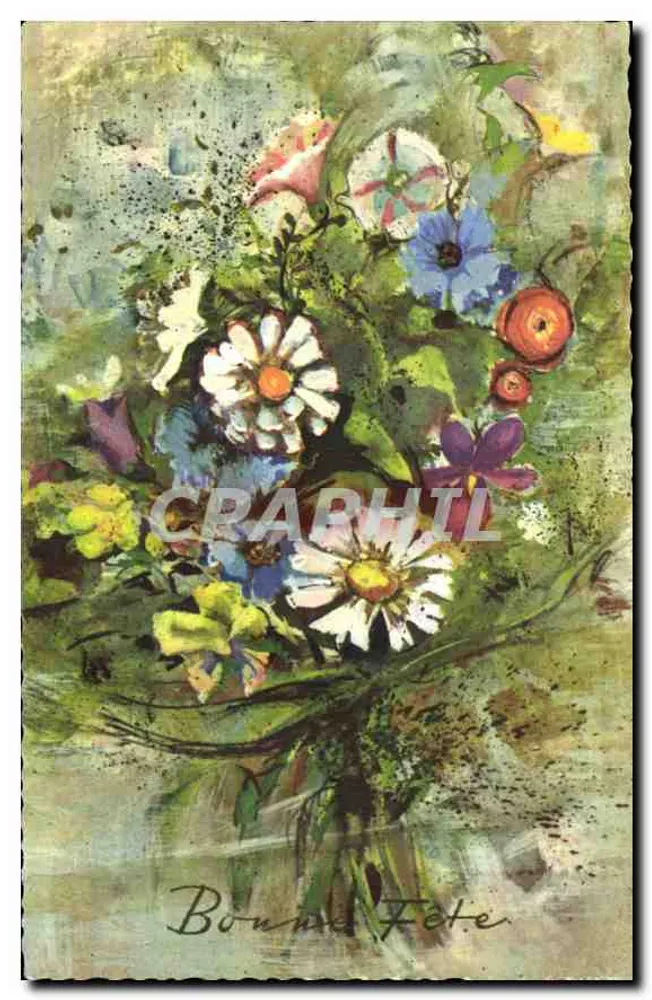 Bouquet bloemen — Gelukkige verjaardag — Edities Rhodania - Lyon - Voorkant