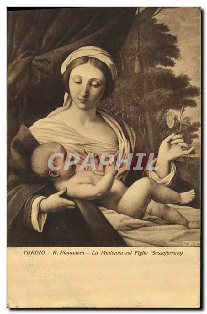 Turin - R. Pinacoteca - Die Madonna mit dem Kind (Sassoferato) — Verlag Alba, Serie 1596 - Vorderseite