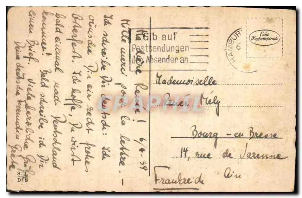 Flor e botões de primavera — texto impresso 'Lustige Ophungwürze!' — editor Echt Kupferstichdruck - Verso