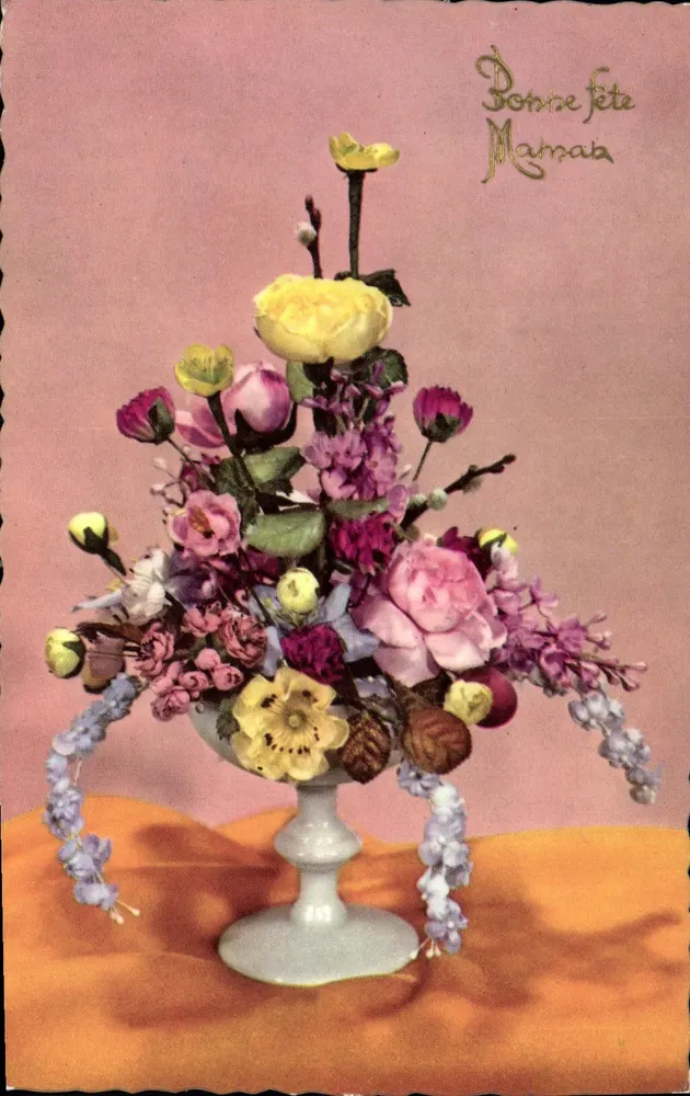 Bouquet de fleurs — Bonne fête Maman — Photocchrom Glacéen 1862 - Recto