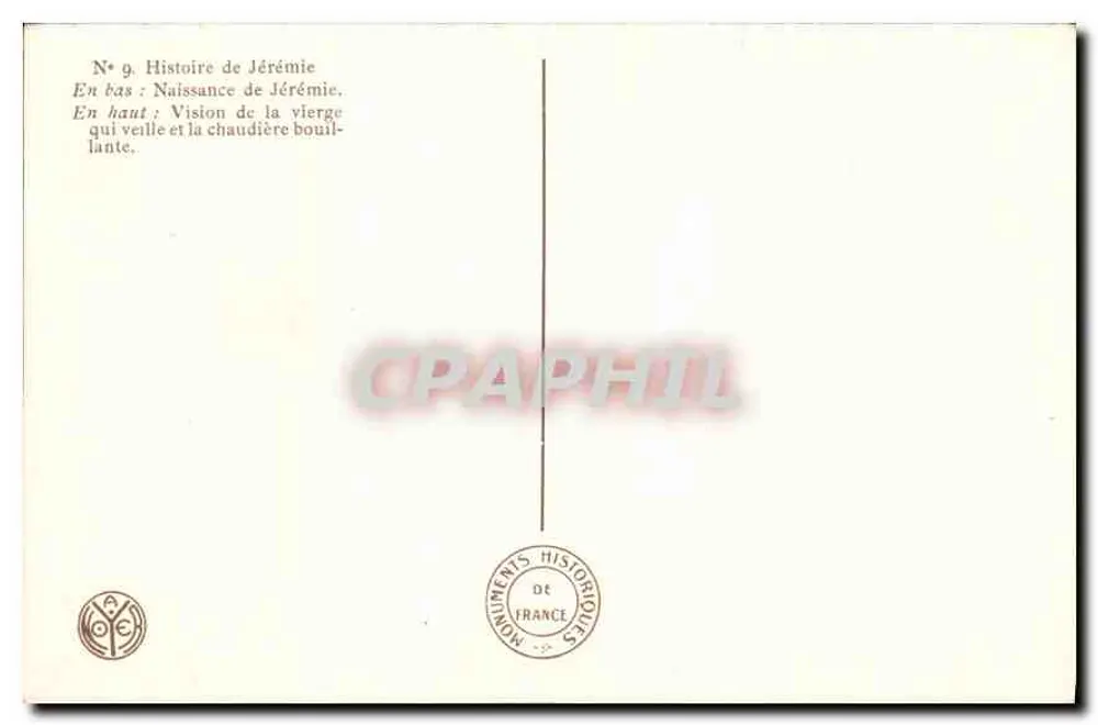 Vidro da catedral de Chartres — História de Jeremias — Editor Monuments Historiques de France, n°9 - Verso