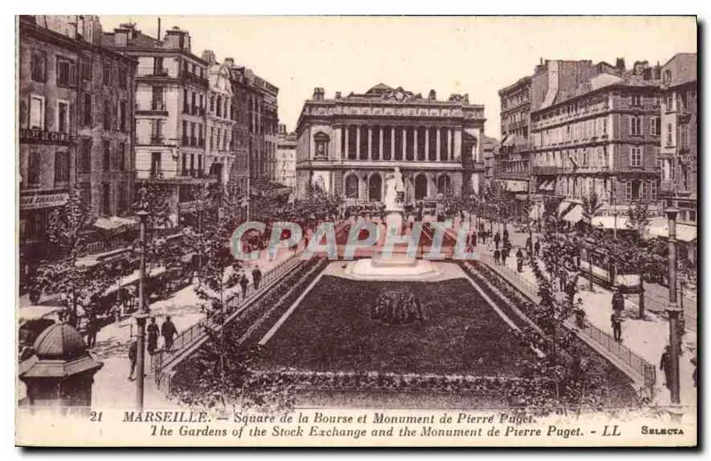 MARSEILLE — Praça da Bolsa e Monumento de Pierre Puget — LL SELNOTA - Frente
