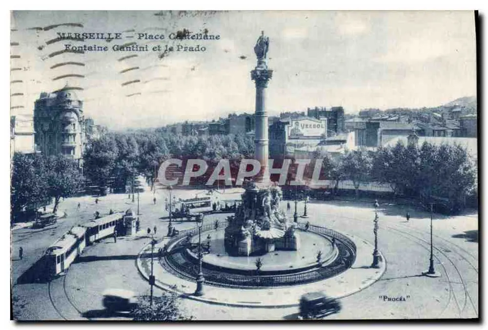 Marseille — Place Castellane — Fontaine Cantini und der Prado - Vorderseite
