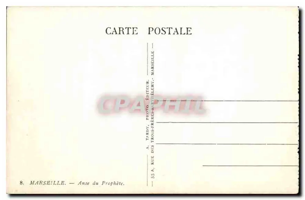 Anse du Prophète — Marselha — Tardy Photo-Editora - Verso