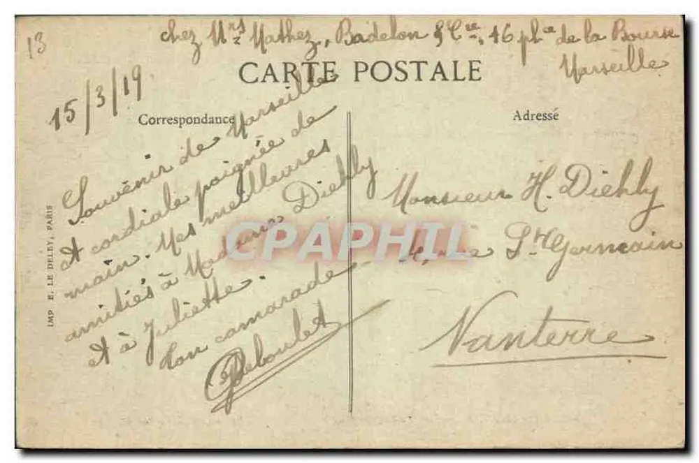 Marselha — O Transbordeur — IMP. H. LE DILEY, PARIS - Verso