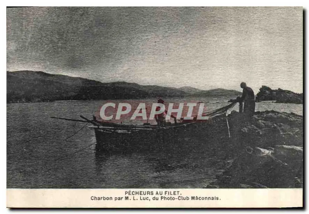 Visserij met net — Charbon van M. L. Luc, van de Photo-Club Mâconnais - Voorkant