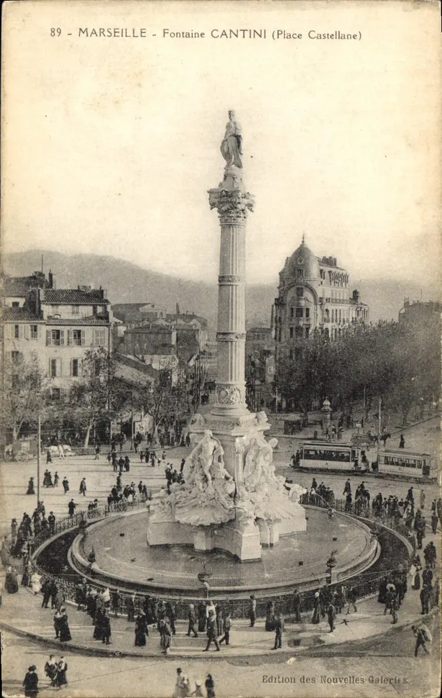 Marselha - Fontaine Cantini (Place Castellane) — Edição das Nouvelles Galeries, n° 89 - Frente