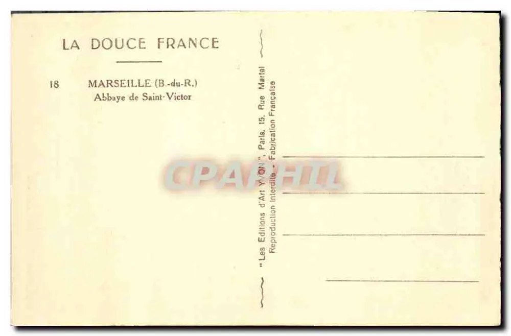 Abtei Saint-Victor — Marseille — Éditions d'Art Yvon - Rückseite