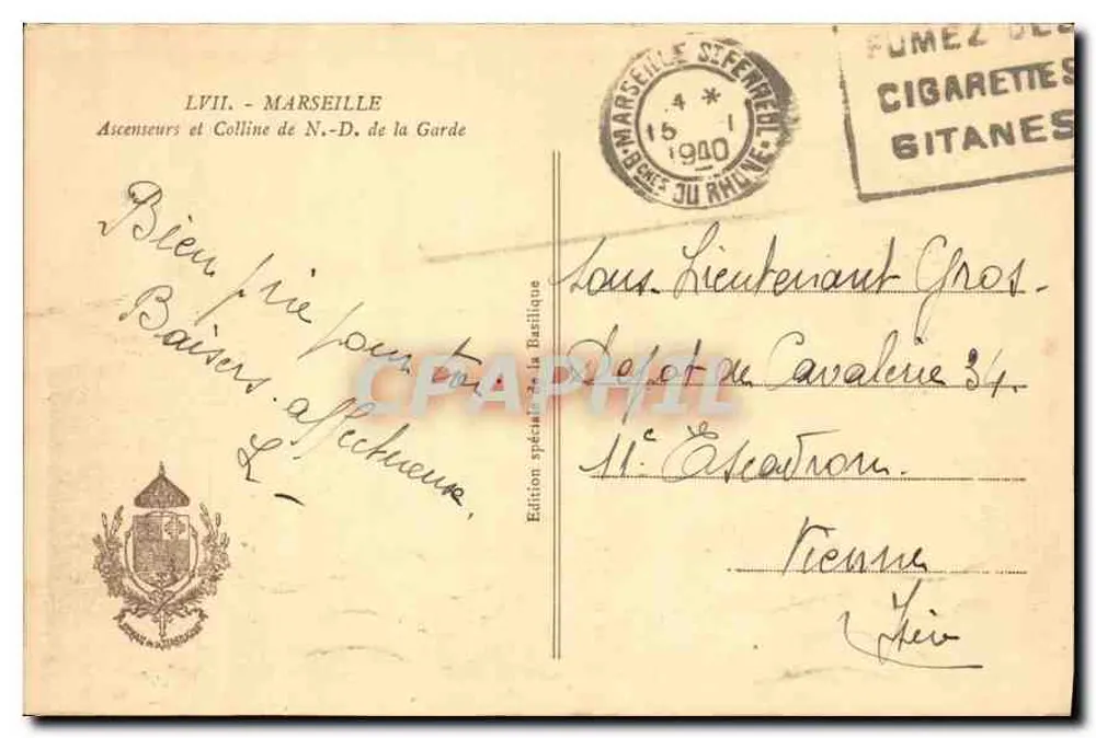 Aufzüge und Hügel der N.-D. de la Garde — Marseille — Sonderausgabe der Basilika - Rückseite