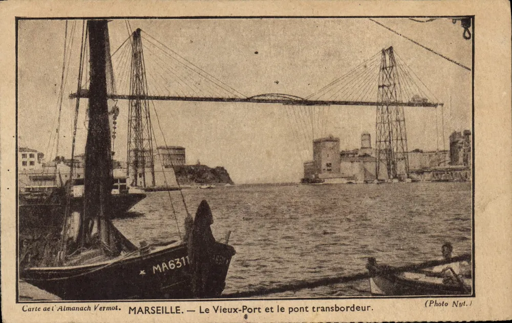 Marseille — Der alte Hafen und die Überführungbrücke — Almanach Vermot, Photo Nyt. - Vorderseite