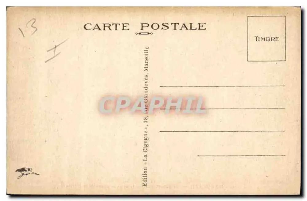 Marseille — Der Abfahrt eines Postdampfers und der Phare de la Désirade — Édition La Cigogne, Marseille - Rückseite