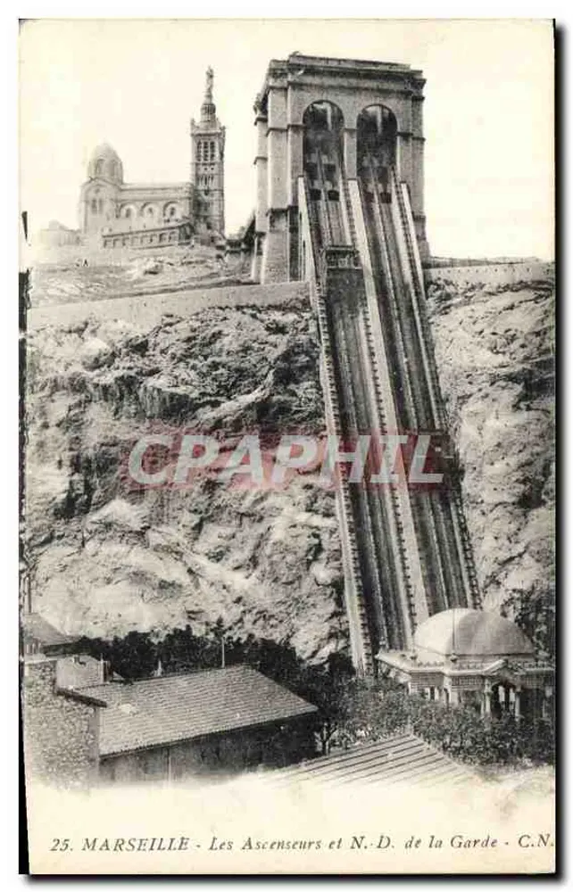 Marseille - Die Aufzüge und Notre-Dame de la Garde - C.N. - Vorderseite
