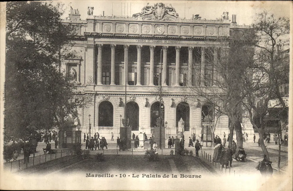 Marselha - O Palácio da Bolsa — Bolsa e Câmara de Comércio — Editor: P. Leaour & Thibouau, n°10 - Frente