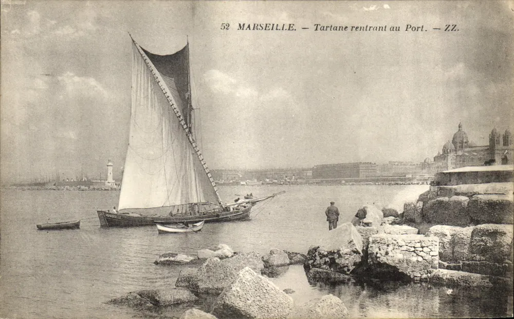 Marseille — Segelschiff, das in den Hafen einläuft — ZZ. - Vorderseite