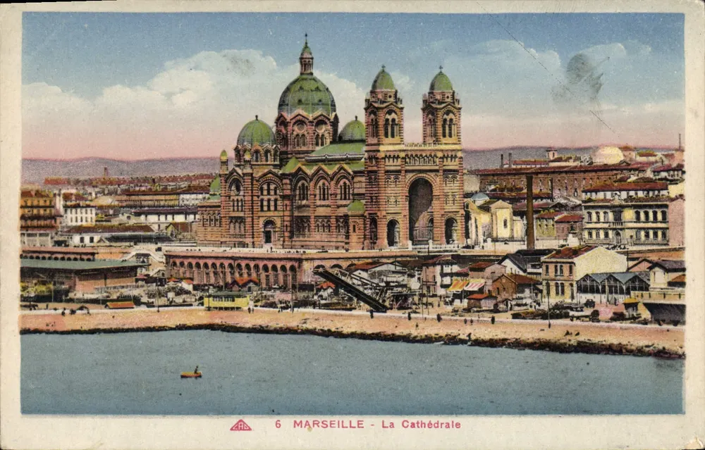 Marseille - Katedra — widok z portu i Starego Portu — wydawca CAP, nr 6 - Awers