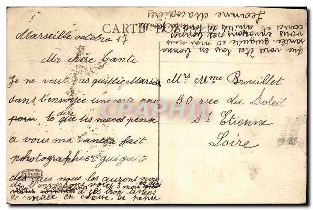 Marseille — Denkmal der Mornilles und Kirche Saint-Vincent-de-Paul — Verlag unbekannt - Rückseite