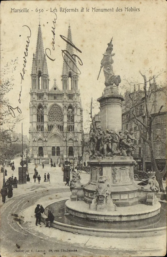 Marseille - Die Reformierten & das Denkmal der Mobiles — Phototypie E. Lacoat, 19, rue Thubanée - Vorderseite