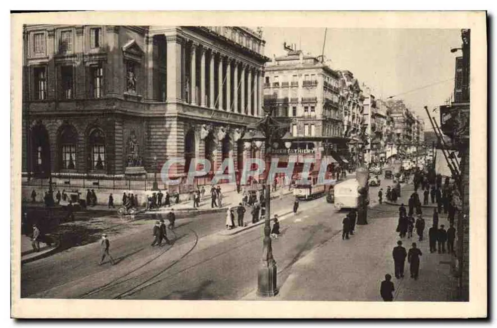 Marselha - La Canebière — vista da rua com trêm e pedestres — editor desconhecido, n° 134 - Frente