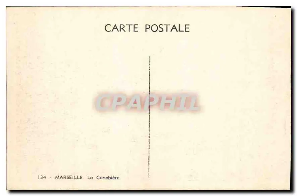 Marselha - La Canebière — vista da rua com trêm e pedestres — editor desconhecido, n° 134 - Verso