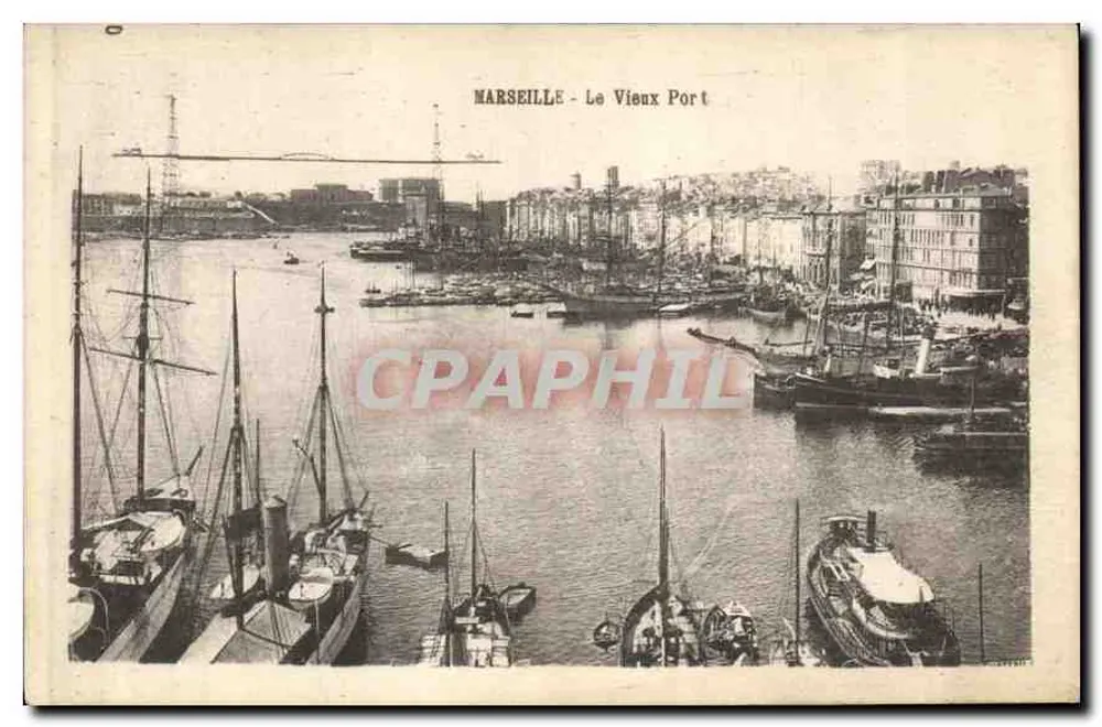 Marsiglia - Il Porto Vecchio — vista del porto con numerosi navi — editore non visibile - Recto