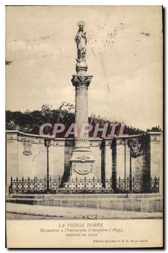 A Virgem Dourada — Monumento à Imaculada Conceição (1857), restaurado em 1922 — Edição especial de N.-D. de la Garde - Frente