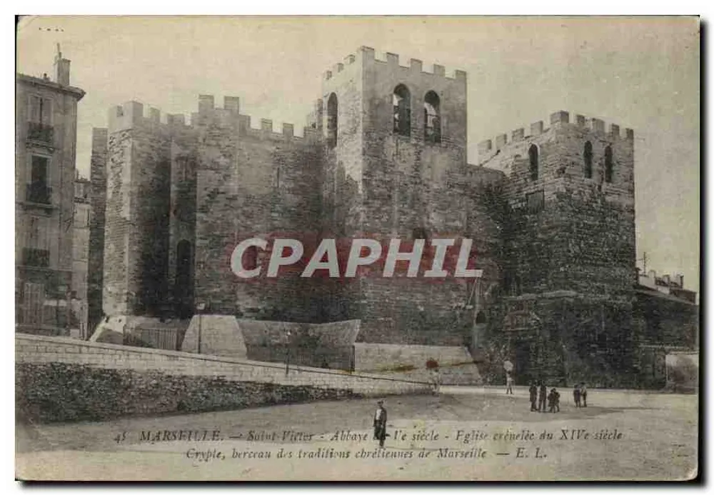 Marselha — São Pedro — Abadia do século XIV — Igreja com baluartes do século XIV — E. L. - Frente