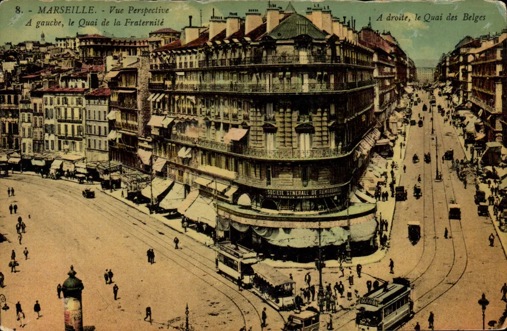 MARSEILLE - Perspektivische Ansicht - Quai de la Fraternité und Quai des Belges - Société Générale de Remarques - Vorderseite