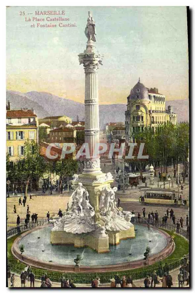 Marseille — Place Castellane und Fontaine Cantini — Edition Nouvelles Galeries - Vorderseite