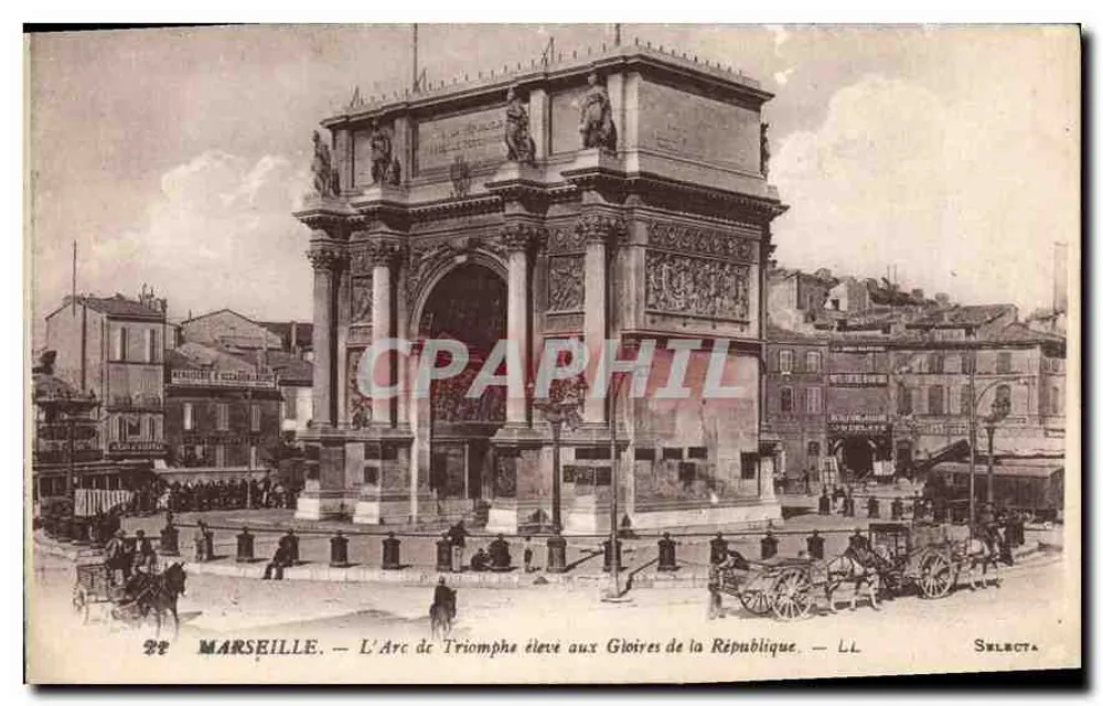 Marseille — Ansicht des Arc de Triomphe, errichtet zu Ehren der Republik — LL Selecta - Vorderseite
